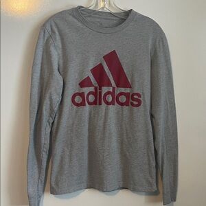 Adidas Gray and Red Long Sleeve T-Shirt Size Small